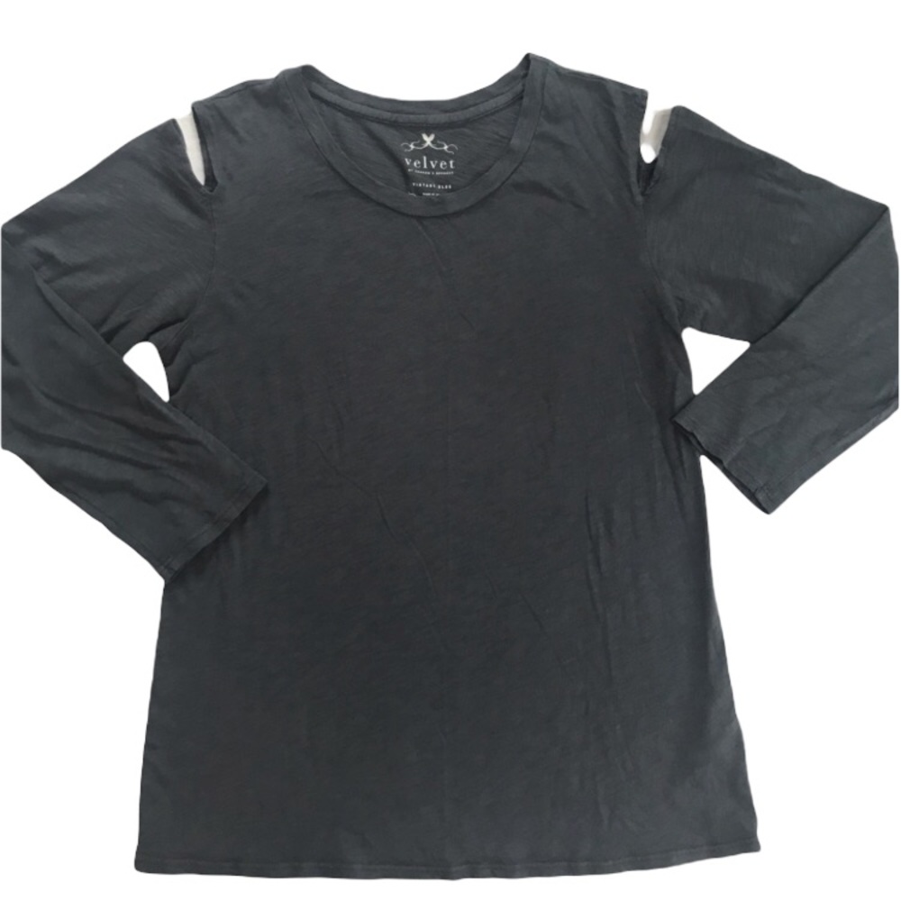 Velvet by Graham & Spencer Anthropologie cold shoulder Top M Gray